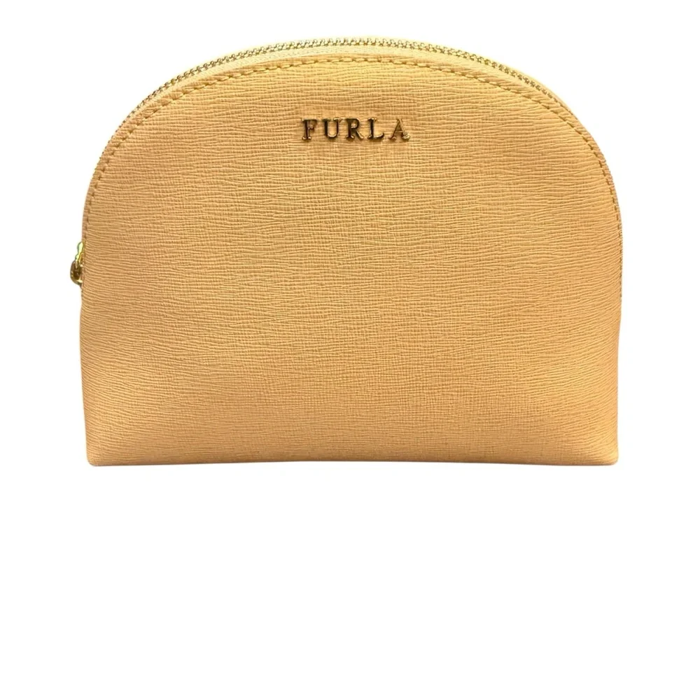 Furla Dual-Tone Blush Pink and Coral Crescent Cosmetic Accessory Bag Set (2)